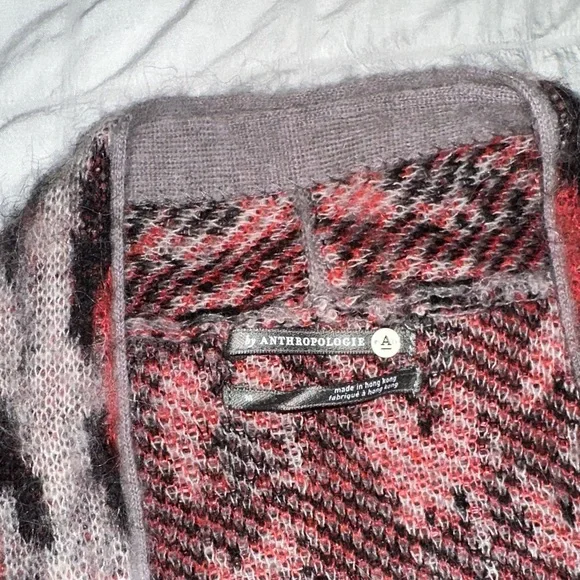 Anthropologie Animal Print Cardigan in Gray and Red - Picture 3 of 7